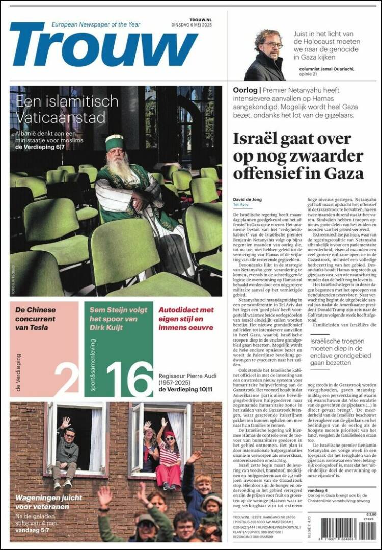 Portada de Trouw (Países Bajos)