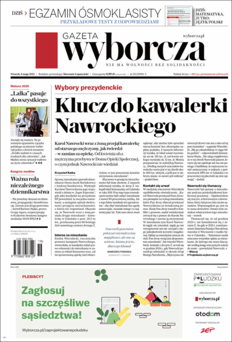 Portada de Gazeta Wyborcza (Polonia)