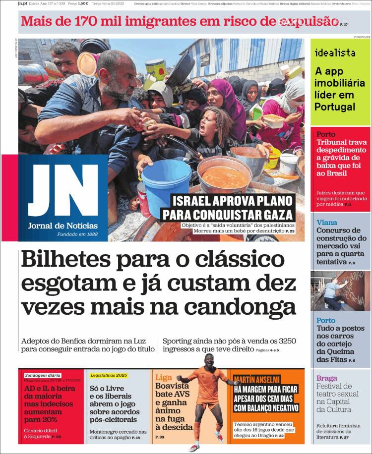 Portada de Jornal de Notícias (Portugal)