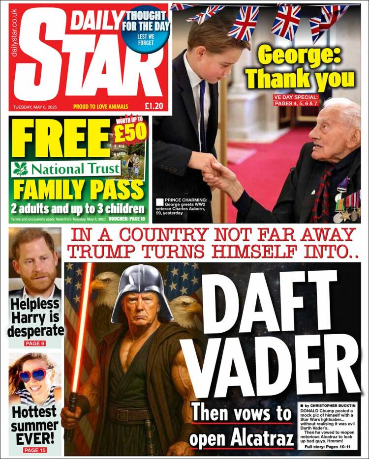 Portada de Daily Star (Reino Unido)