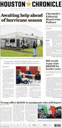 Portada de Houston Chronicle (USA)