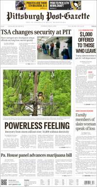 Portada de Pittsburgh Post-Gazette (USA)