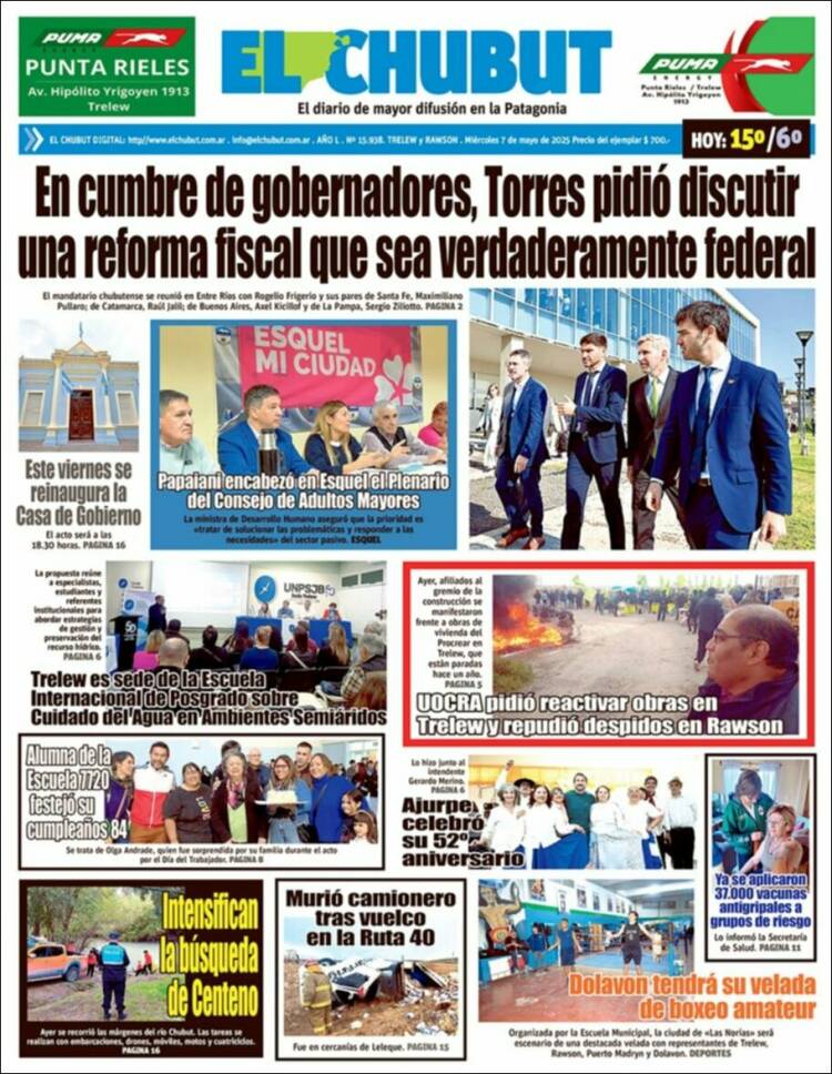Portada de El Chubut (Argentina)