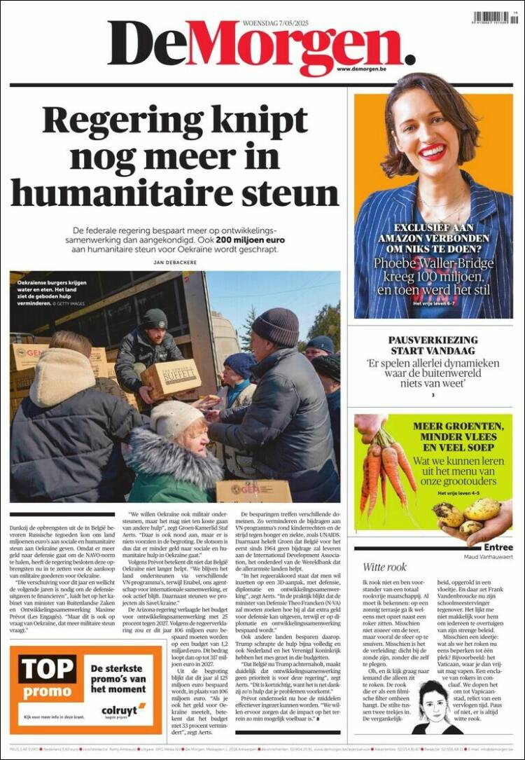 Portada de De Morgen (B&eacute;lgica)