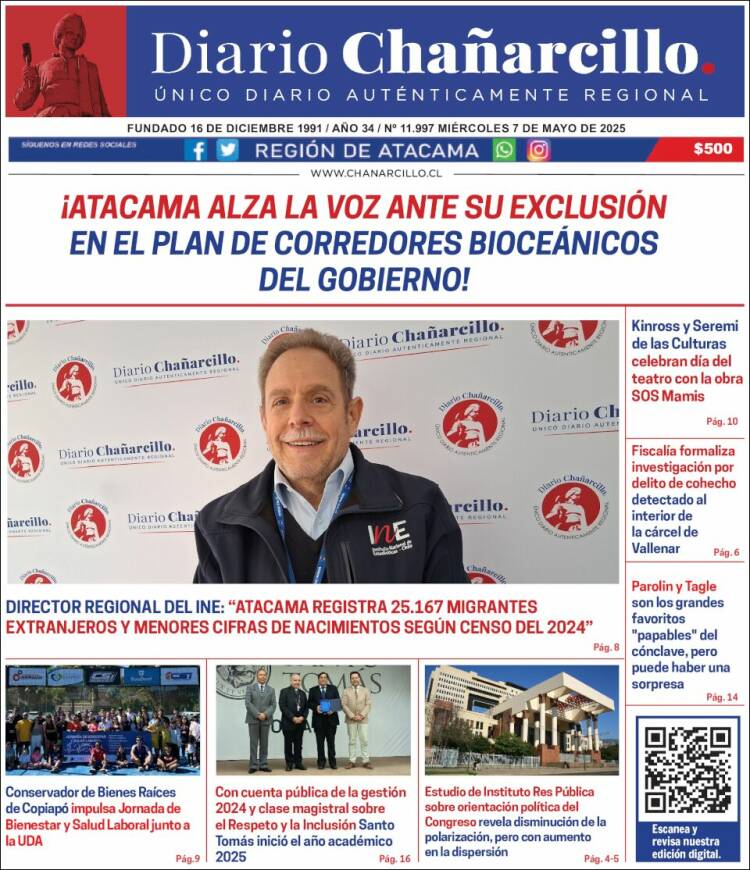 Portada de Diario Chañarcillo (Chile)