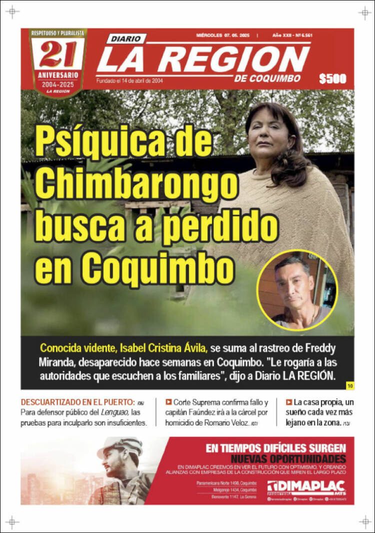 Portada de Diario La Región de Coquimbo (Chile)