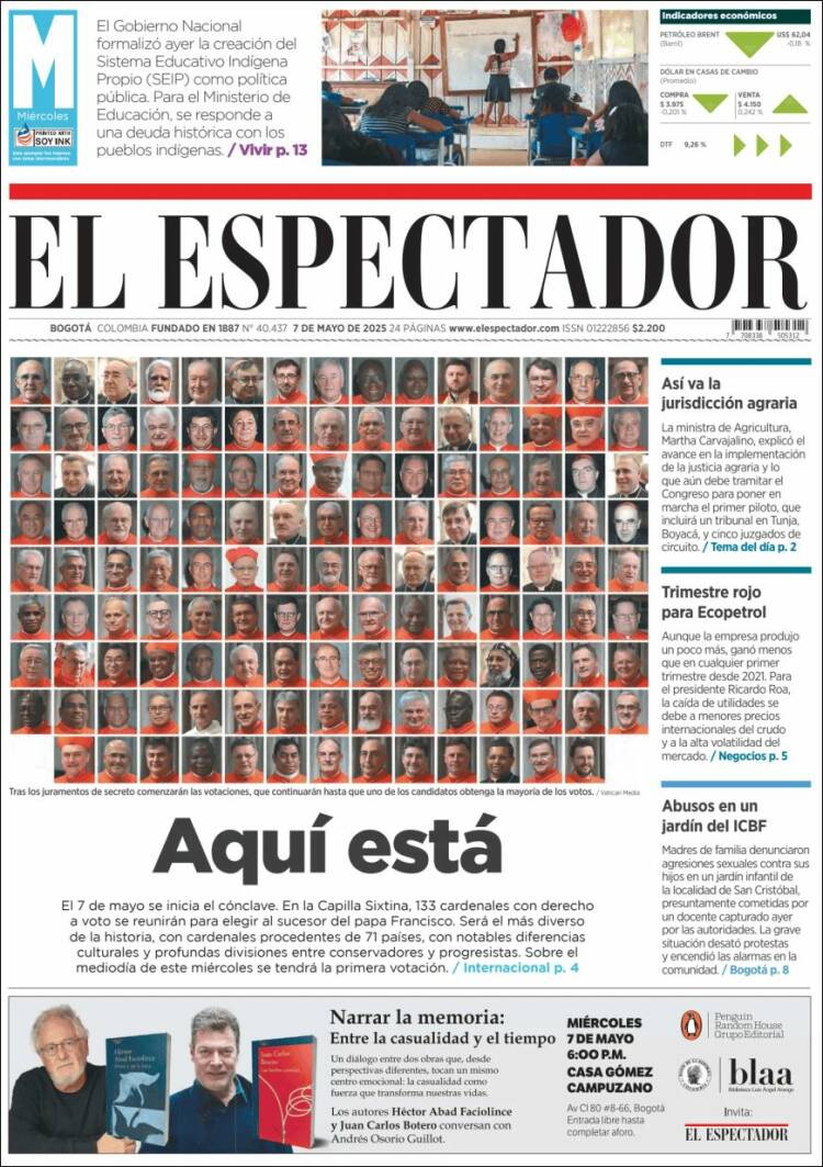 Portada de El Espectador (Colombia)