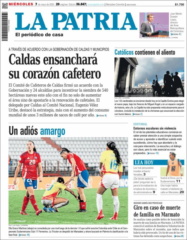 Portada de La Patria (Colombia)