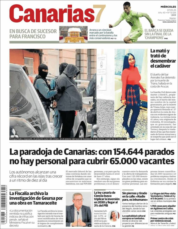 Portada de Canarias 7 (España)