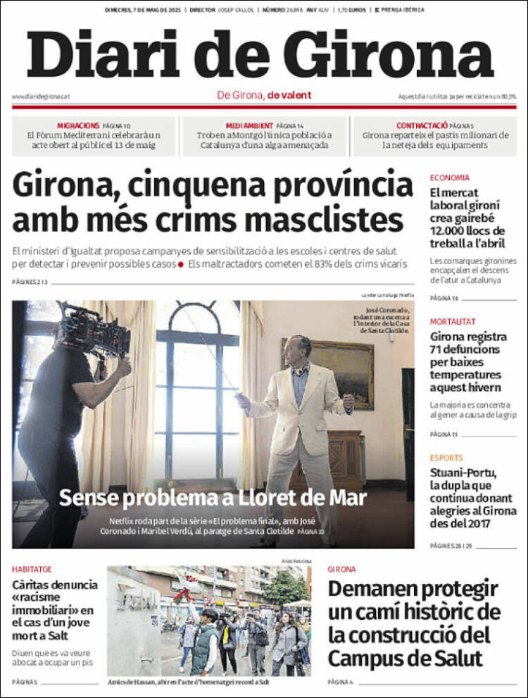 Portada de Diari de Girona (España)
