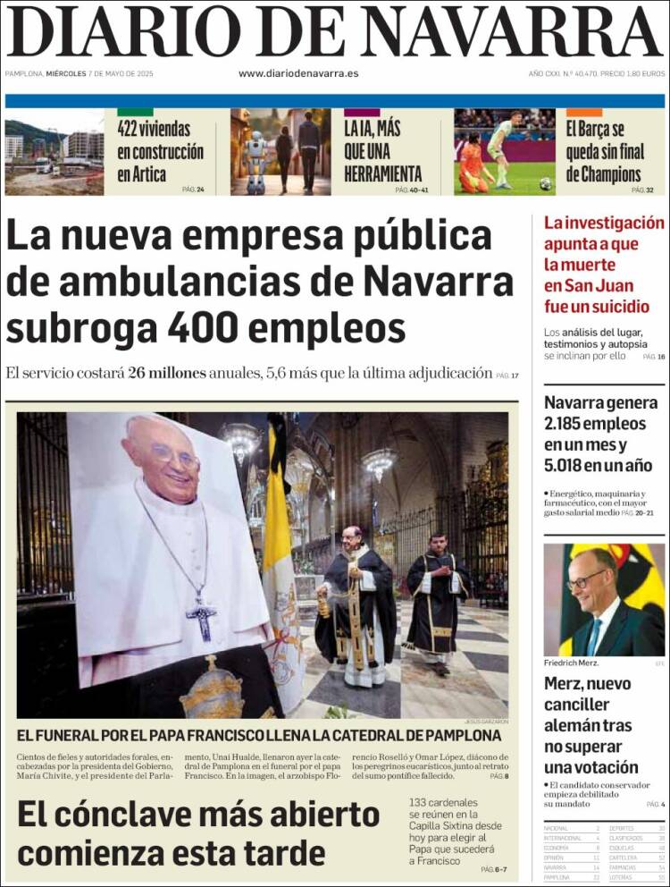 Portada de Diario de Navarra (España)