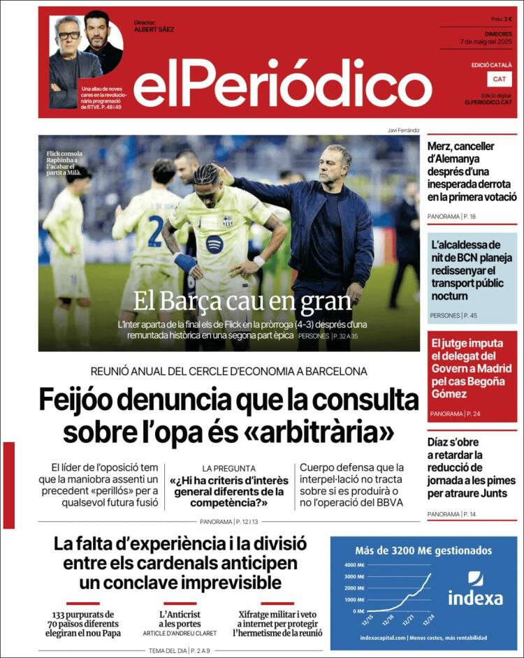 Portada de El Periódico de Catalunya (España)