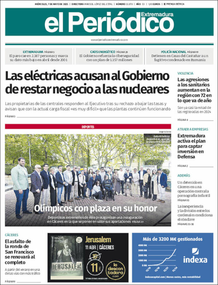 Portada de El Periódico de Extremadura (España)