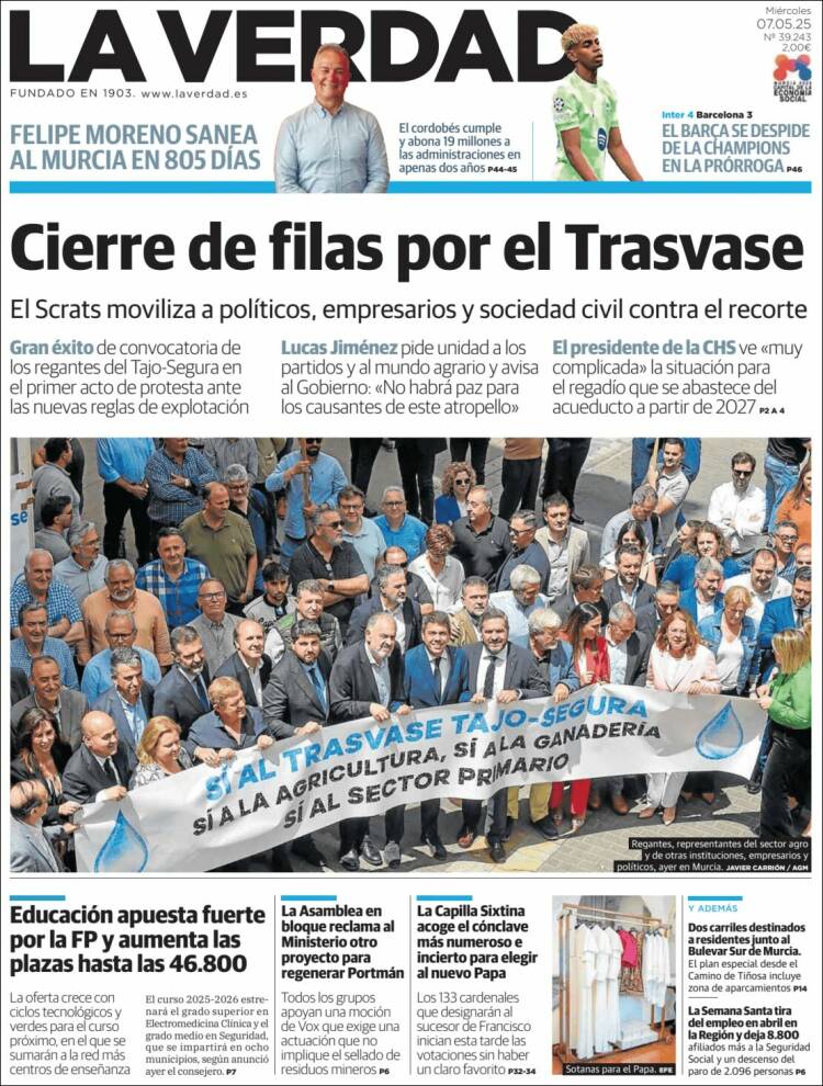 Portada de La Verdad de Murcia (España)