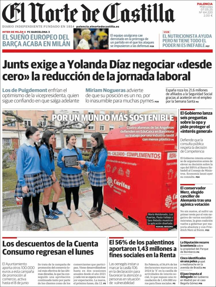 Portada de Norte de Castilla - Palencia (España)