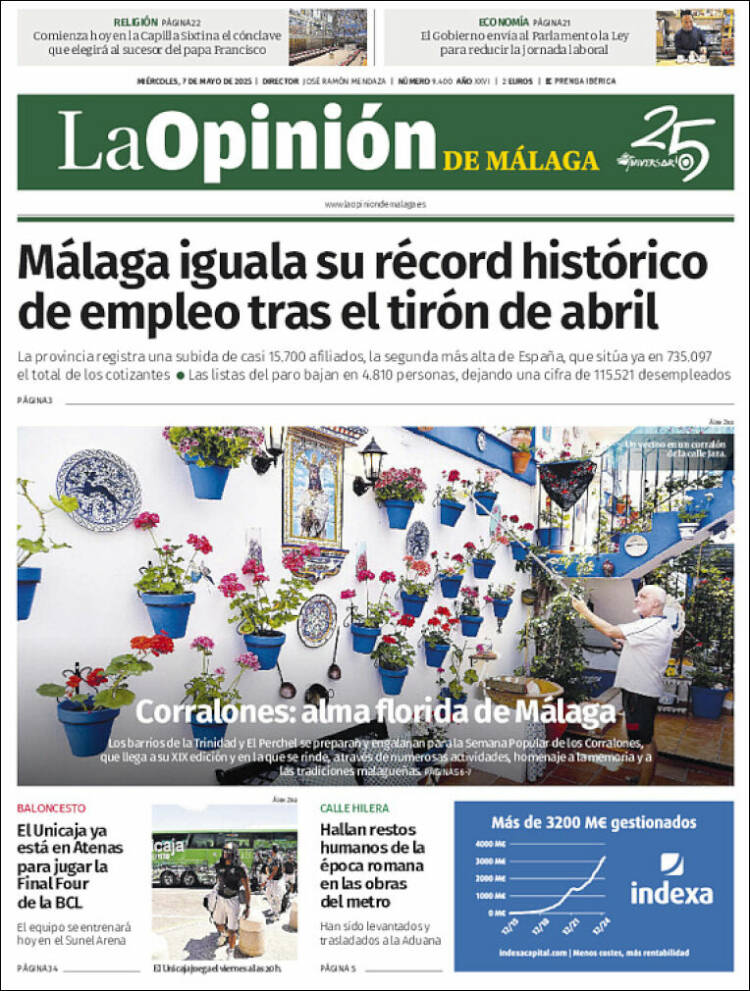 Portada de La Opinión de Málaga (España)
