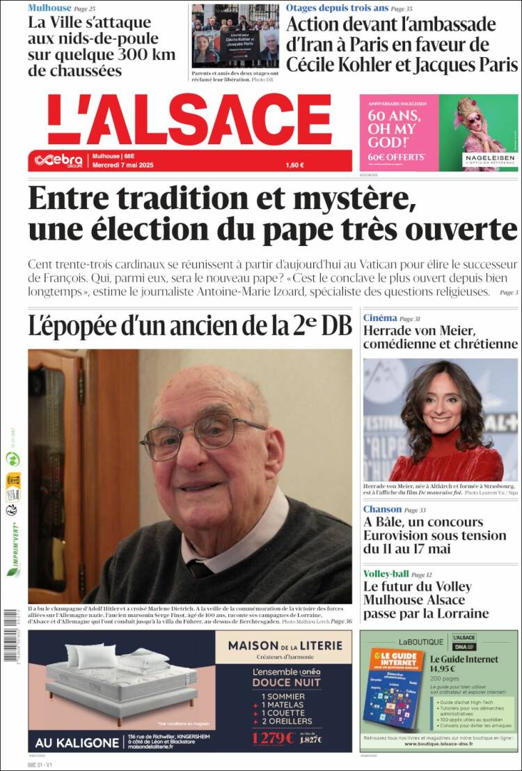 Portada de Journal L'Alsace (Francia)