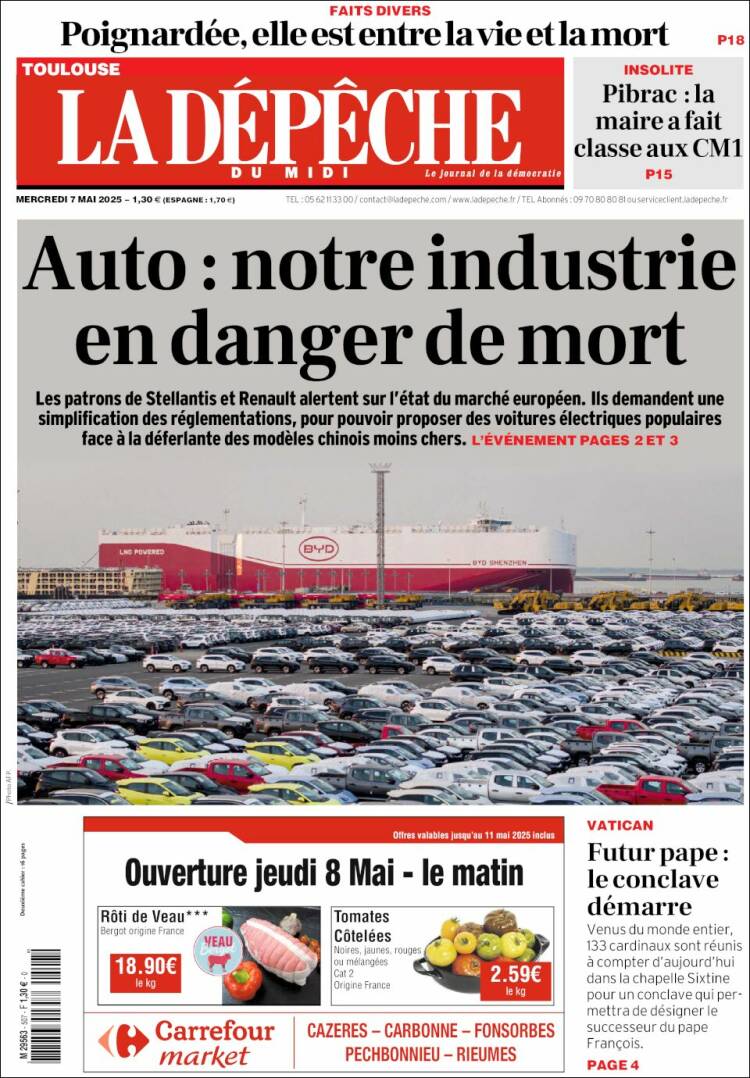 Portada de La Dépêche du Midi (Francia)