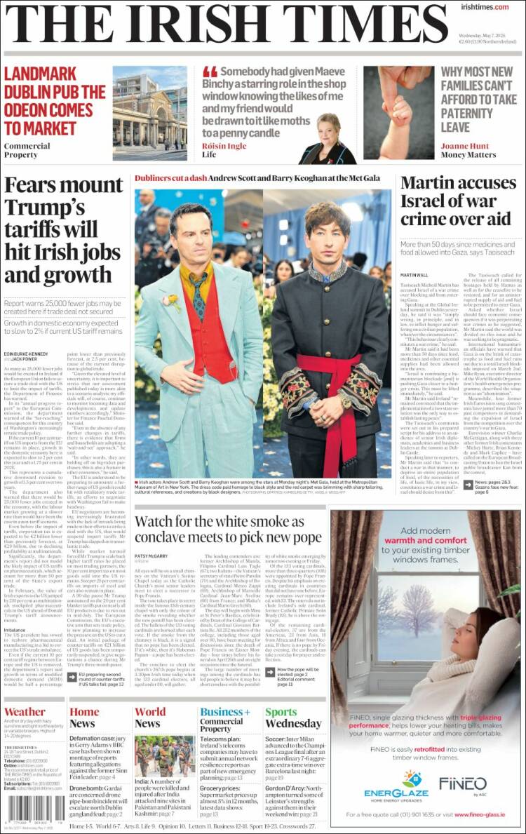 Portada de Irish Times (Irlanda)