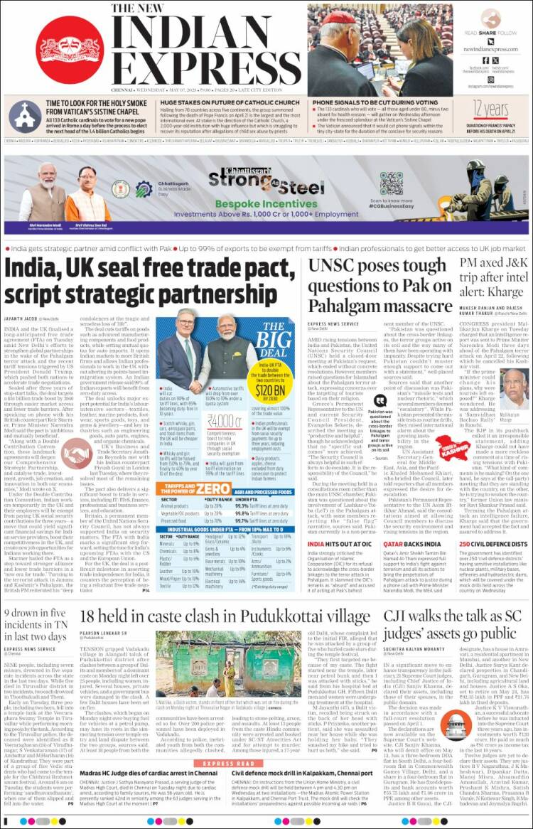 Portada de New Indian Express (India)