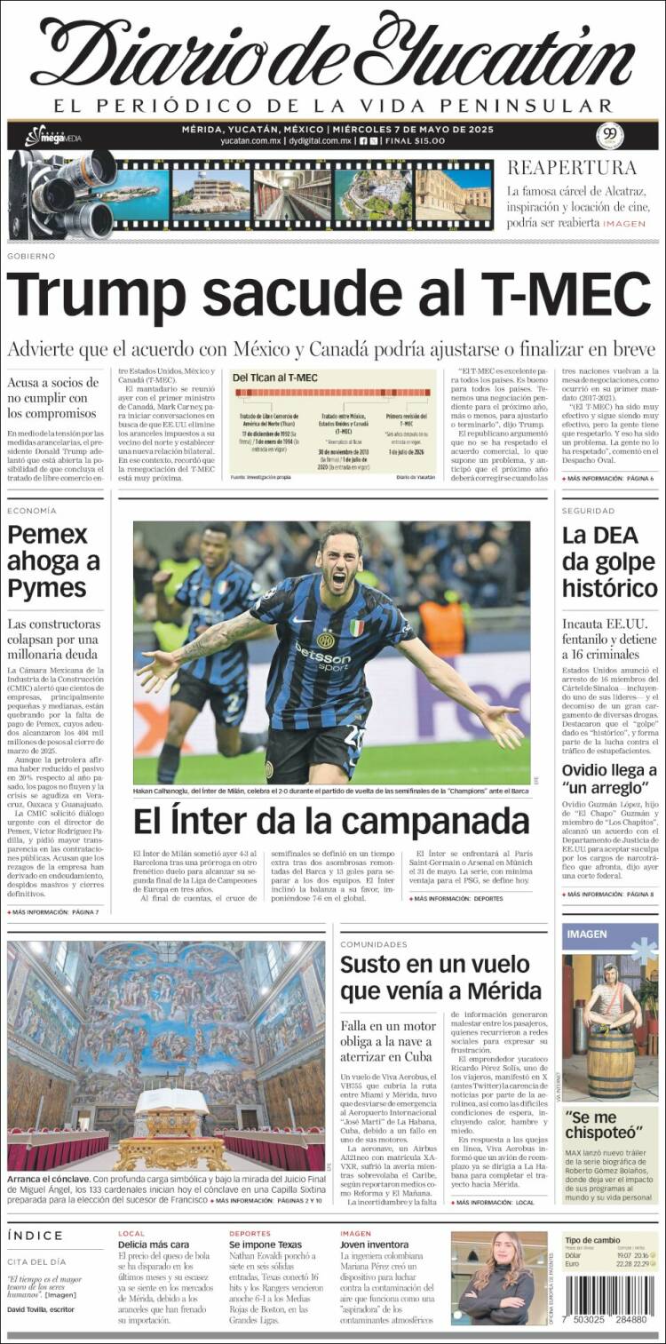 Portada de Diario de Yucatán (México)