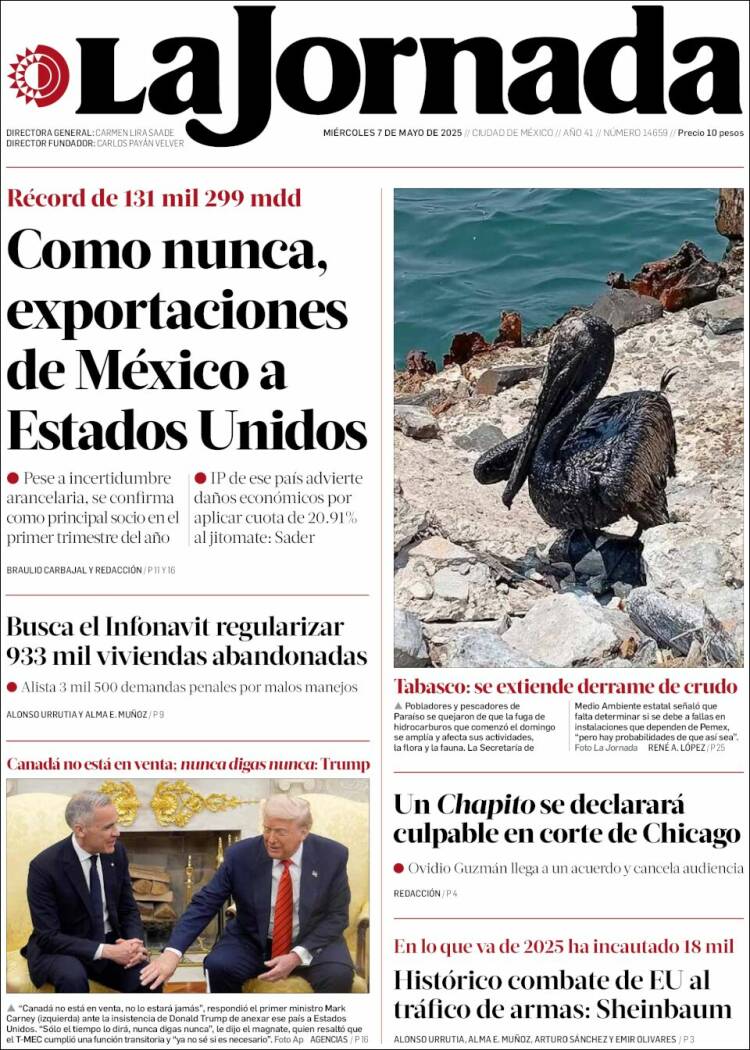 Portada de La Jornada (Mexico)