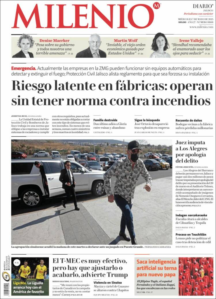 Portada de Milenio - Jalisco (México)