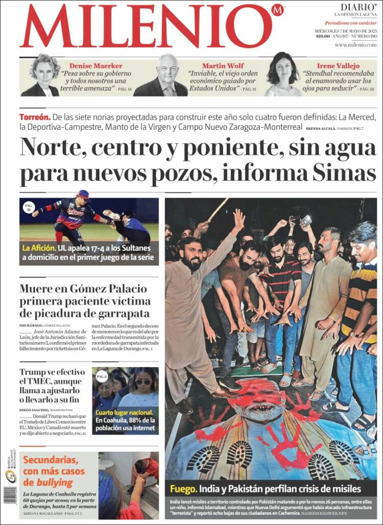 Portada de Milenio - Laguna (México)