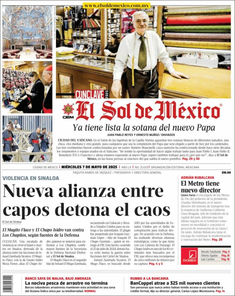 Portada de El Sol de México (México)