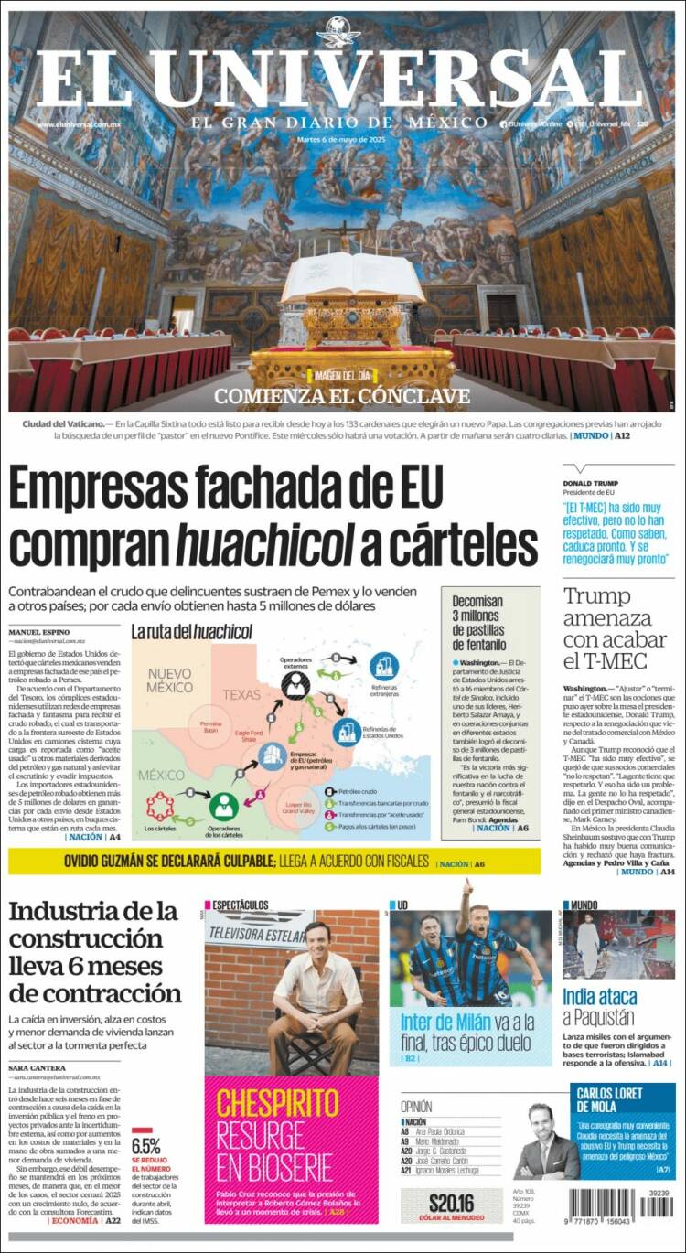 Portada de El Universal (México)