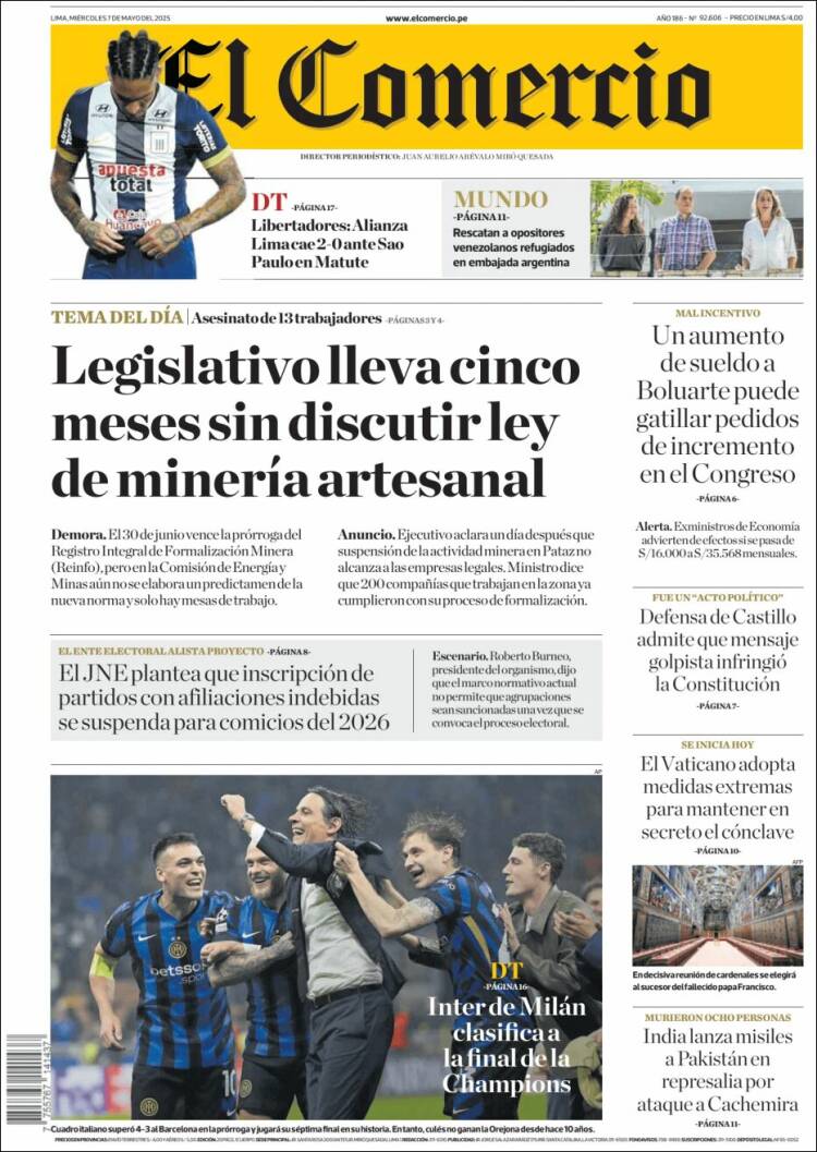 Portada de El Comercio (Per&uacute;)