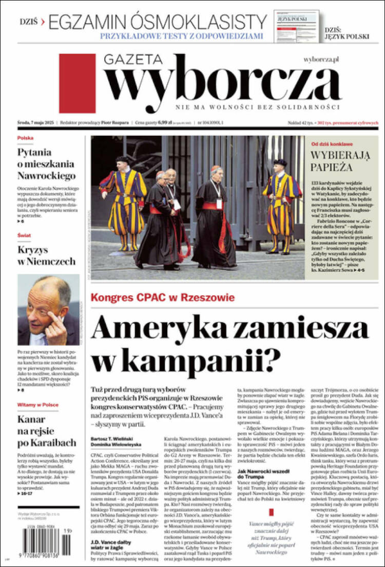 Portada de Gazeta Wyborcza (Polonia)