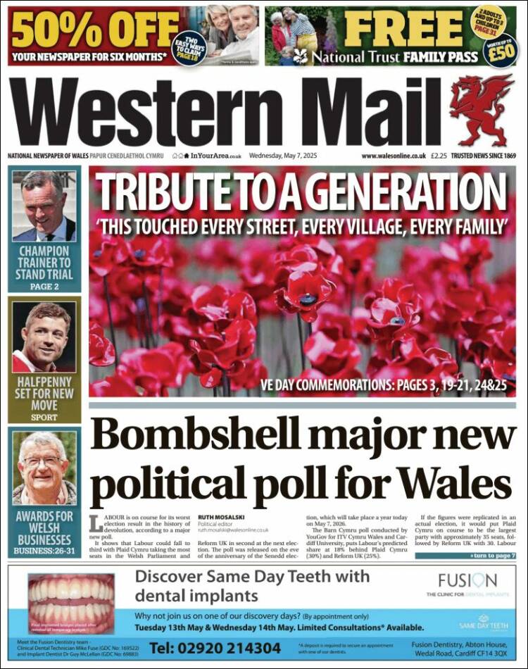Portada de Western Mail (Reino Unido)