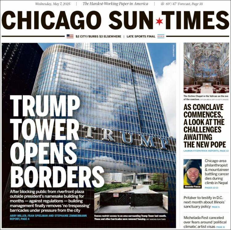 Portada de Chicago Sun-Times (USA)