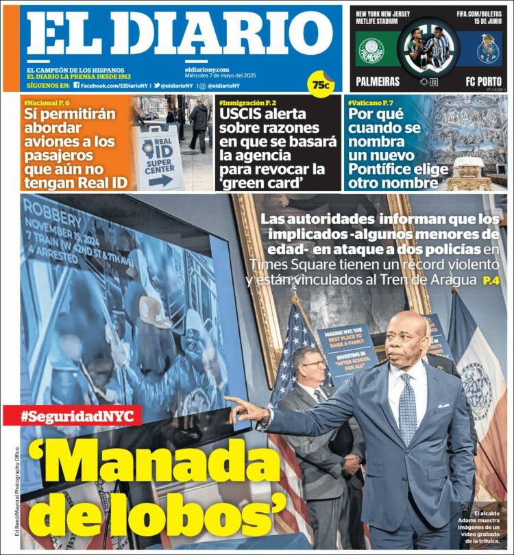 Portada de El Diario NY (USA)