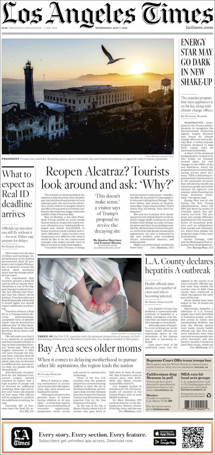 Portada de Los Angeles Times (USA)