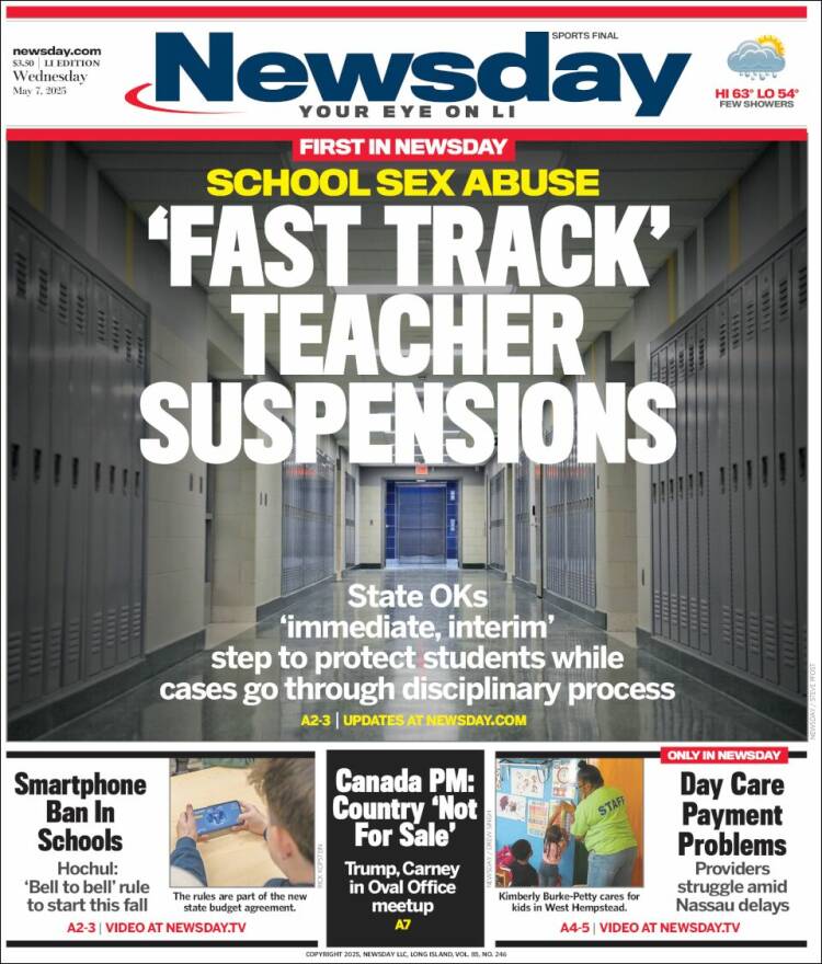 Portada de Newsday (USA)