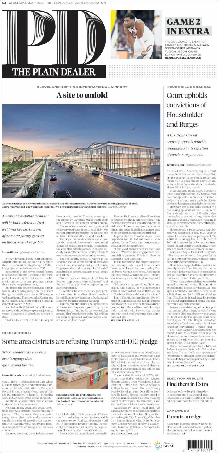 Portada de The Plain Dealer (USA)
