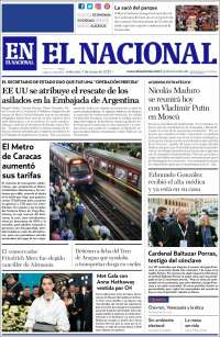 Portada de El Nacional (Venezuela)