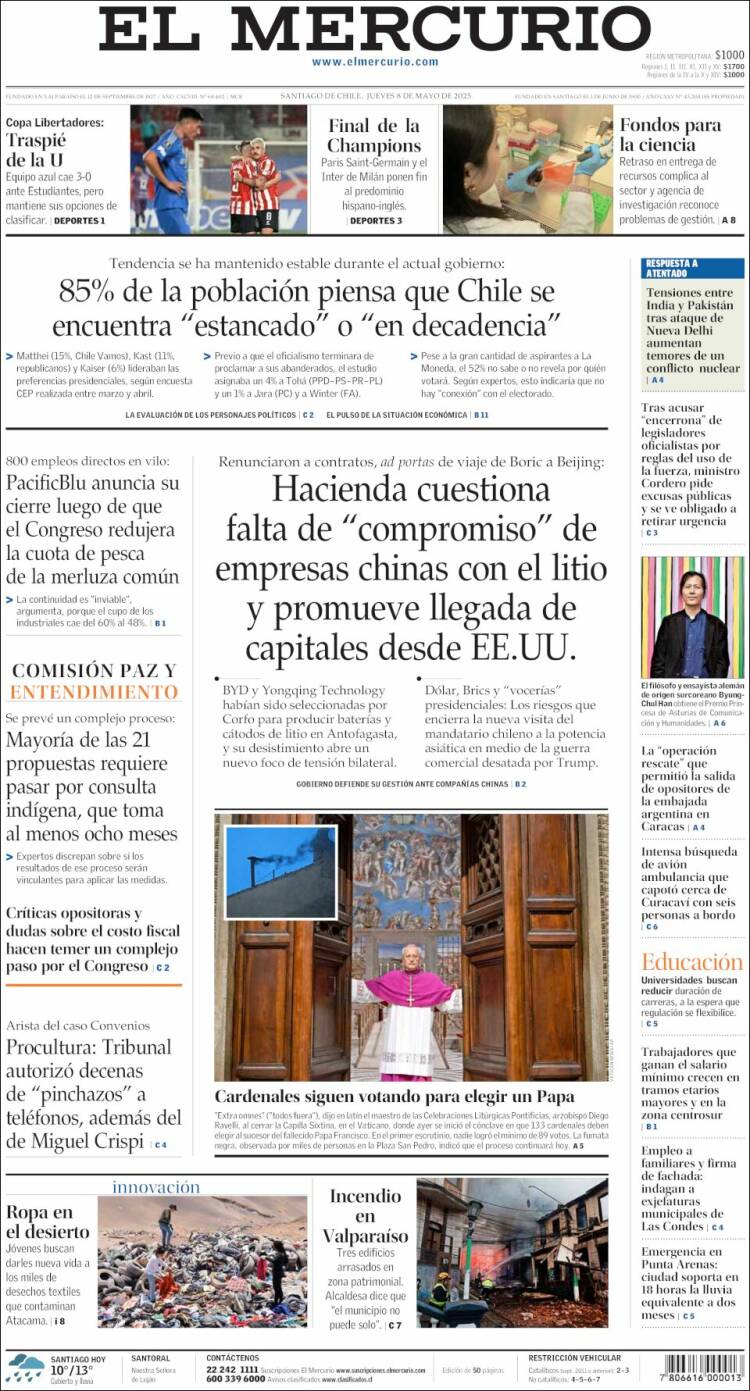 Portada de El Mercurio (Chile)