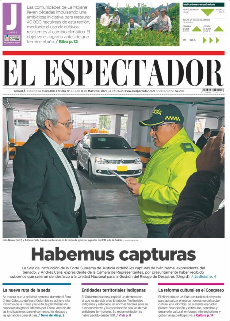 Portada de El Espectador (Colombia)
