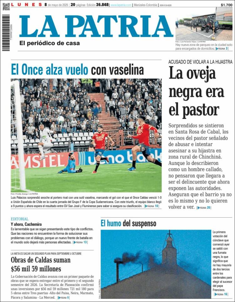 Portada de La Patria (Colombia)