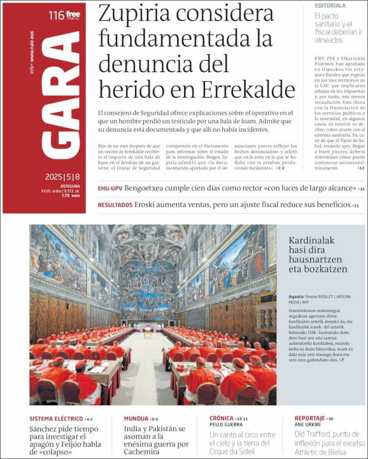 Portada de Gara (Spain)