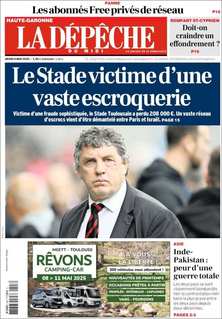 Portada de La Dépêche du Midi (Francia)