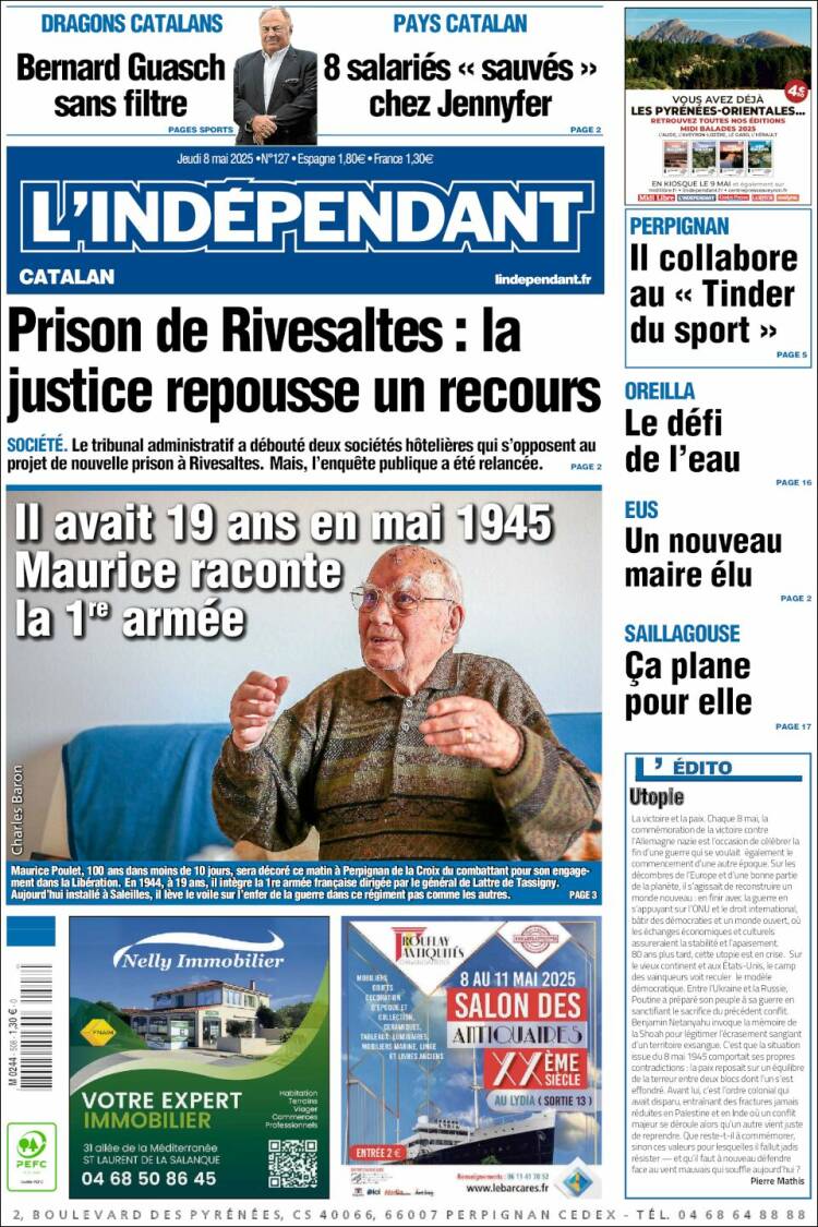 Portada de Le Indépendant (Francia)