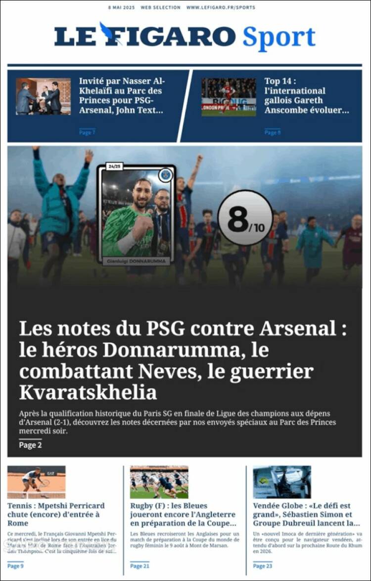 Portada de Le Figaro Sport (Francia)