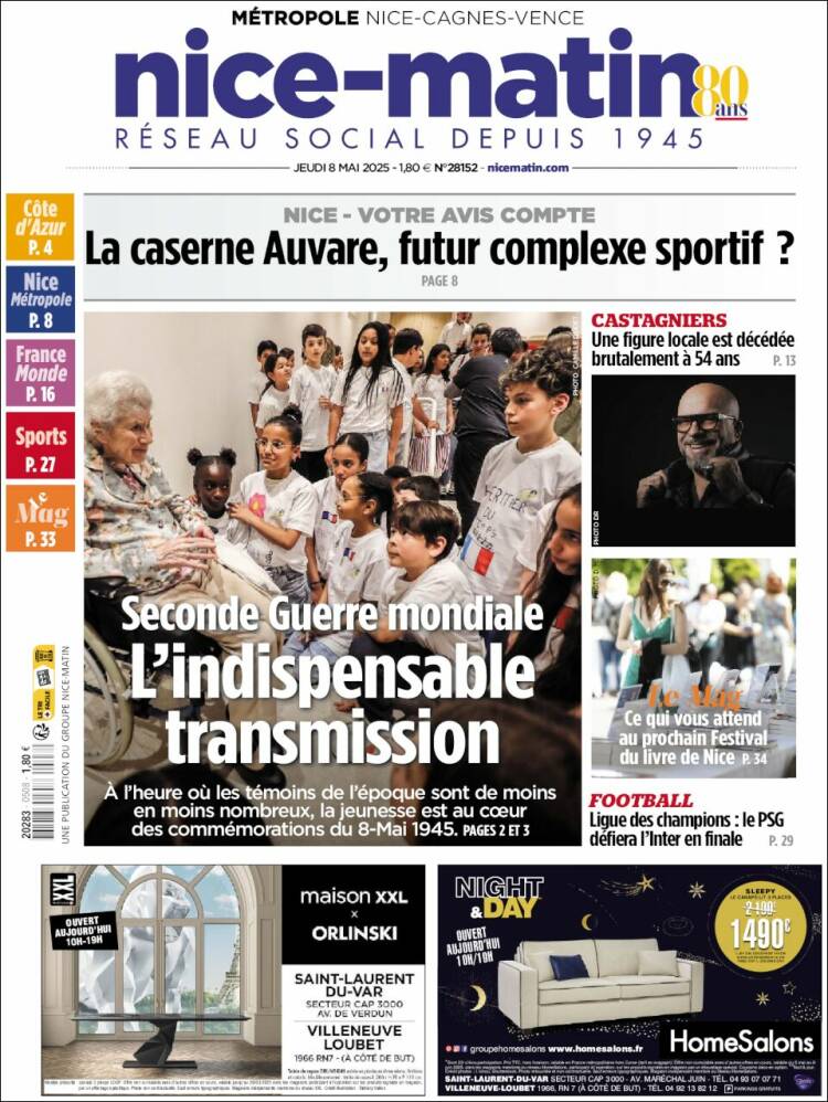 Portada de Nice-Matin (Francia)