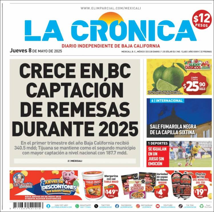 Portada de La Crónica de Baja California (Mexico)