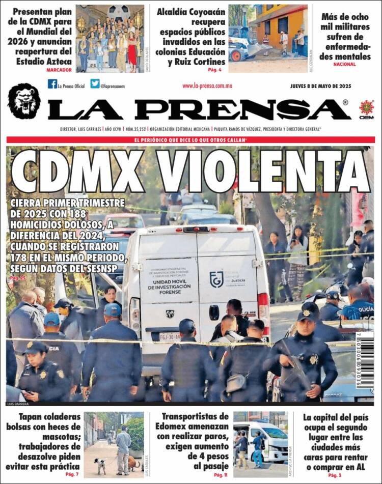 Portada de La Prensa (Mexico)