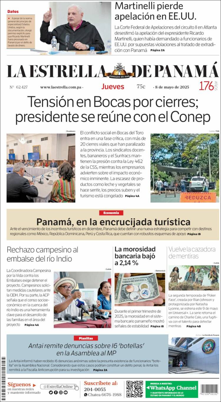 Portada de La Estrella de Panamá (Panama)